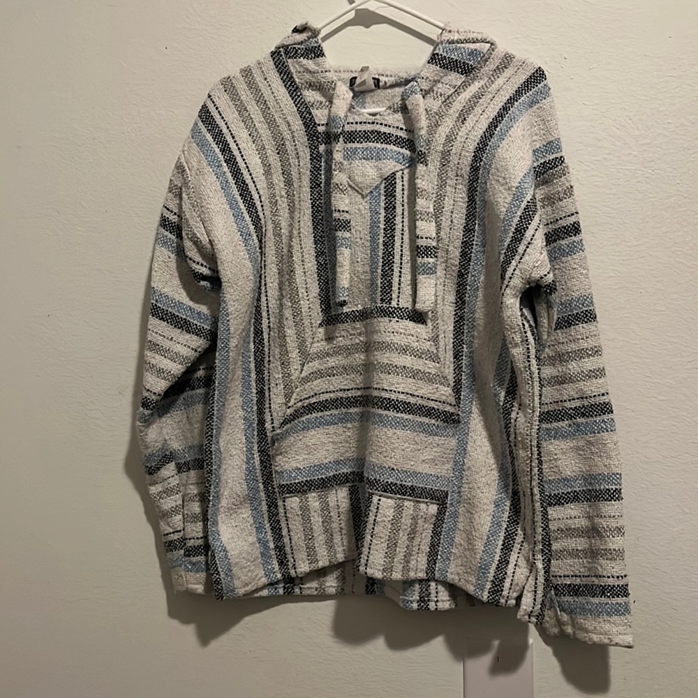 Baja Hoodie White and Blue